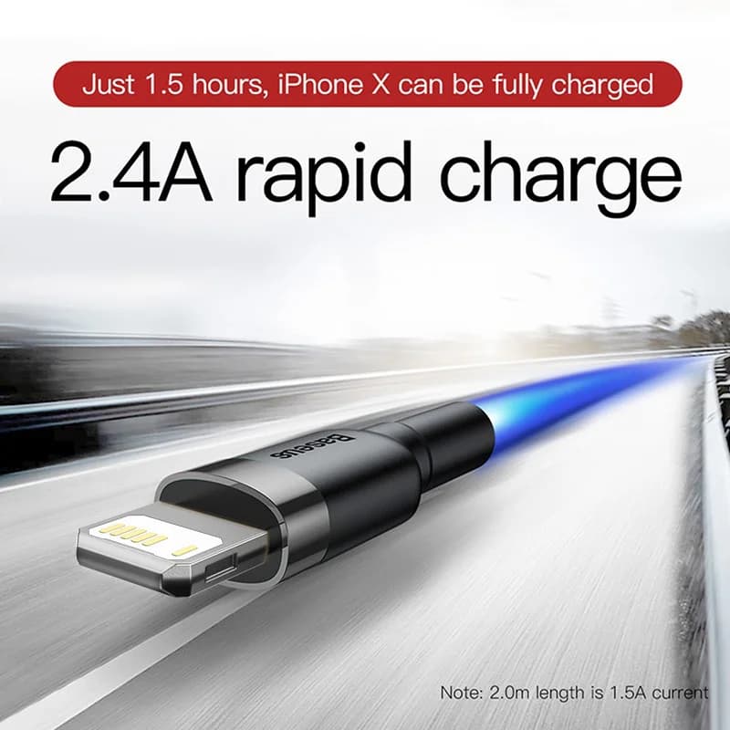 כבל USB לטעינה מהירה 2.4A לדגמי אייפון