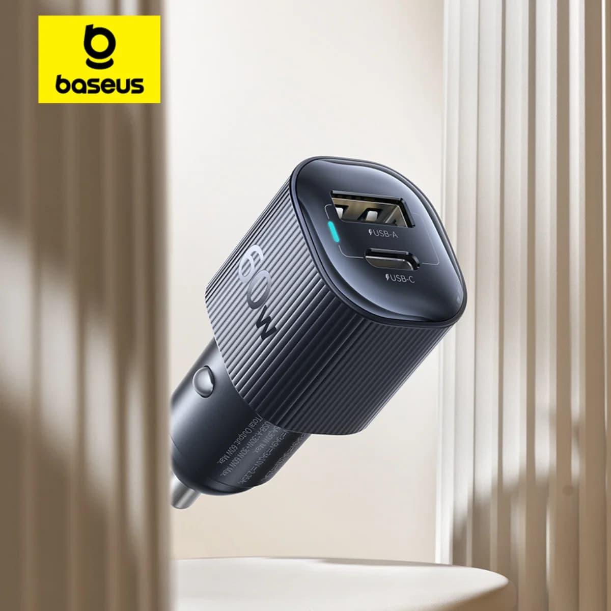 מטען רכב USB-C עם 30W ושני יציאות PD3.0