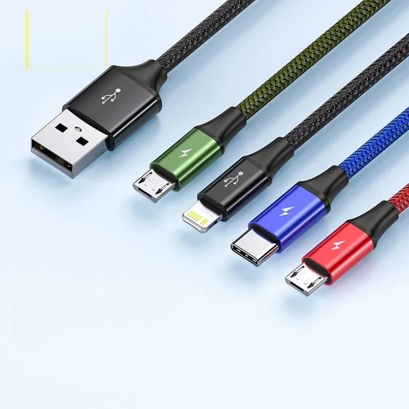 כבל טעינה USB 3 ב-1 למכשירים מרובים