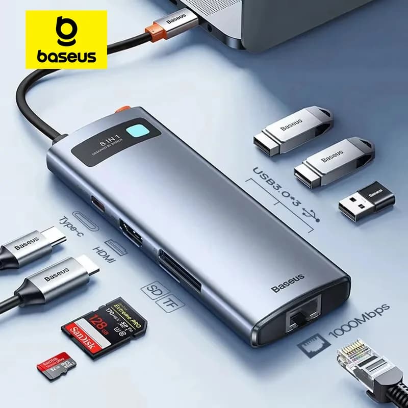 Hub USB-C עם HDMI 4K, אתרנט ו-PD 100W
