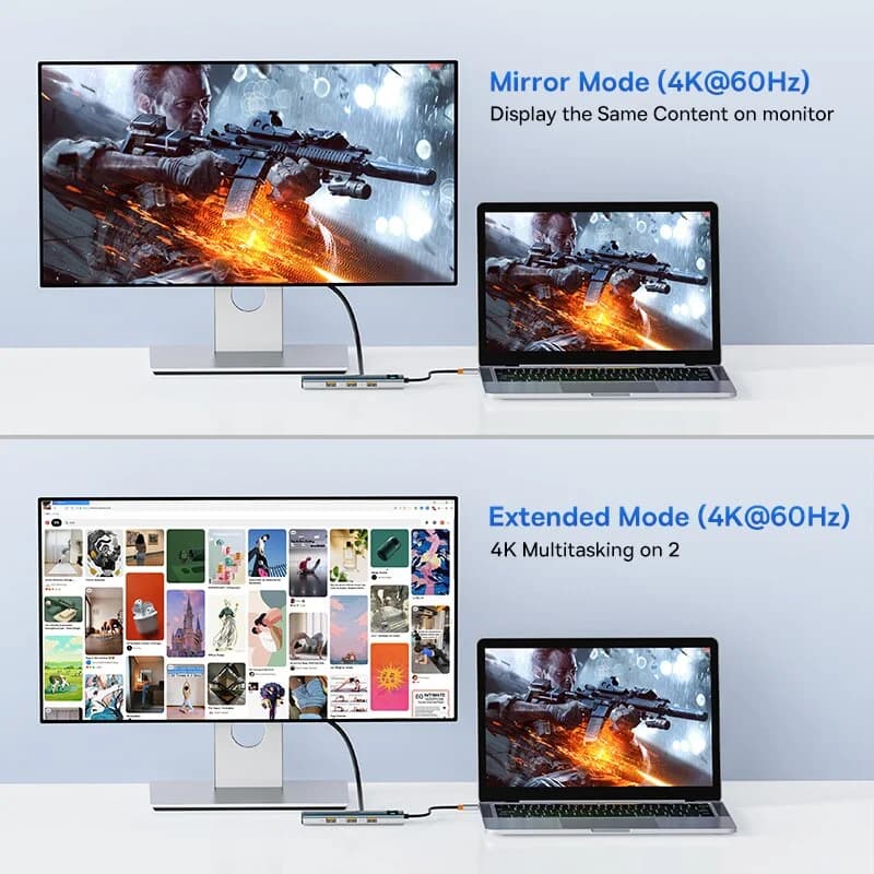 Hub USB-C עם HDMI 4K, אתרנט ו-PD 100W